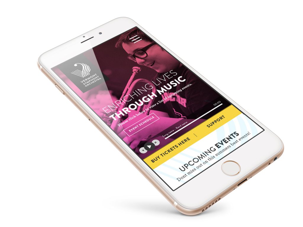 Vermont Symphony Orchestra mobile website design