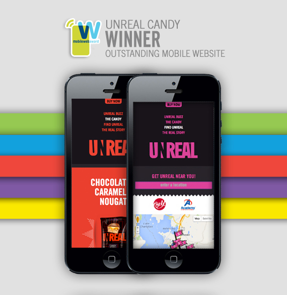 Webaward Winner Outstanding Mobile Website - Unreal Candy